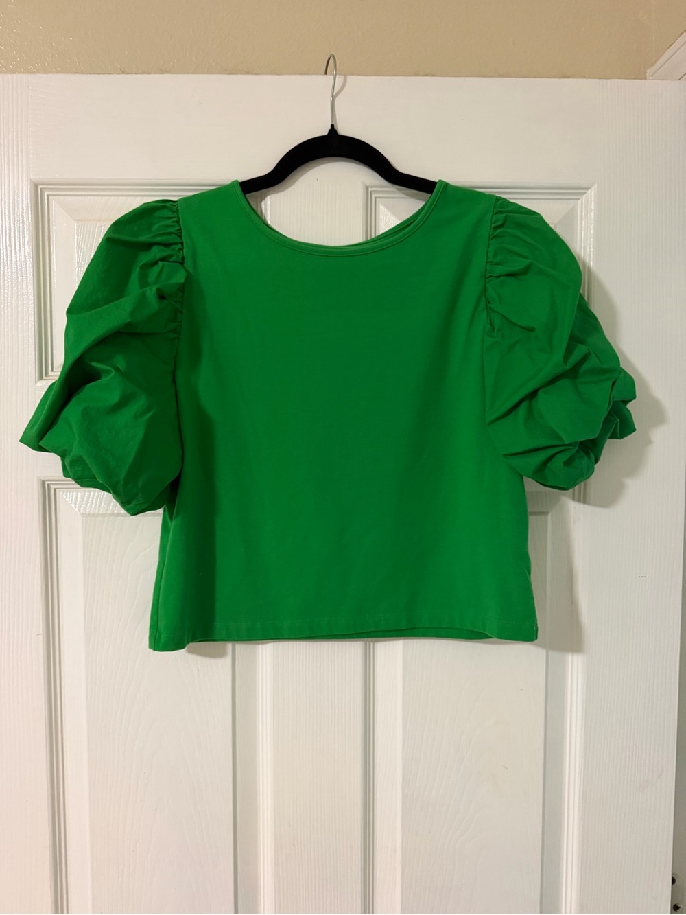 Green Puff Sleeve Women's Top
